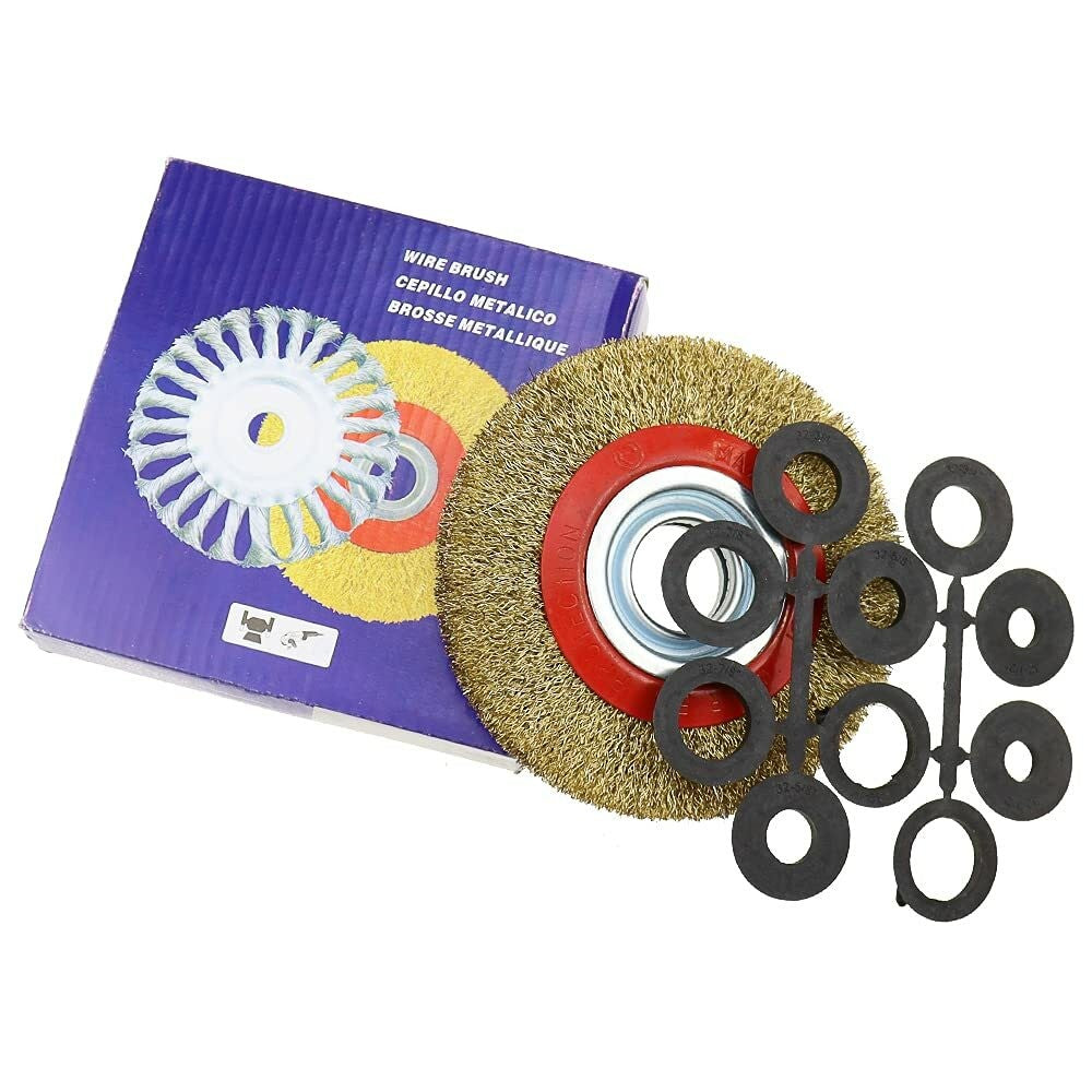 6" Wire Wheel Grinder Bench Grinding Grinder Wire Brush Fine With Reducers