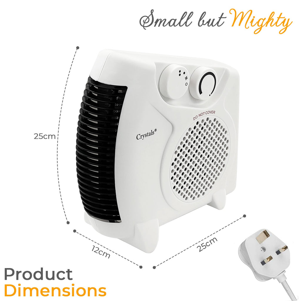 2 in 1 Fan Heater 2KW 2000W Small Portable Electric Hot Warm Air Upright Flatbed