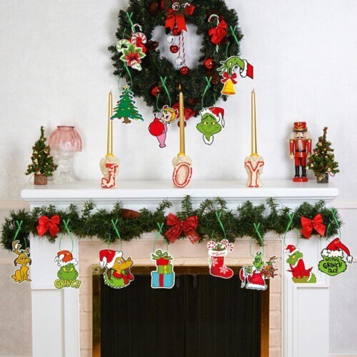 64 Piece Merry Christmas Grinch Ornaments Tree Hanging Decoration Figure Pendant
