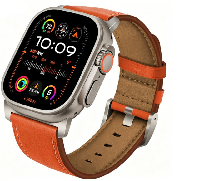 PU Cowhide Leather Strap Band for Apple Watch Ultra 49 46 45 44 42 41 40 38mm