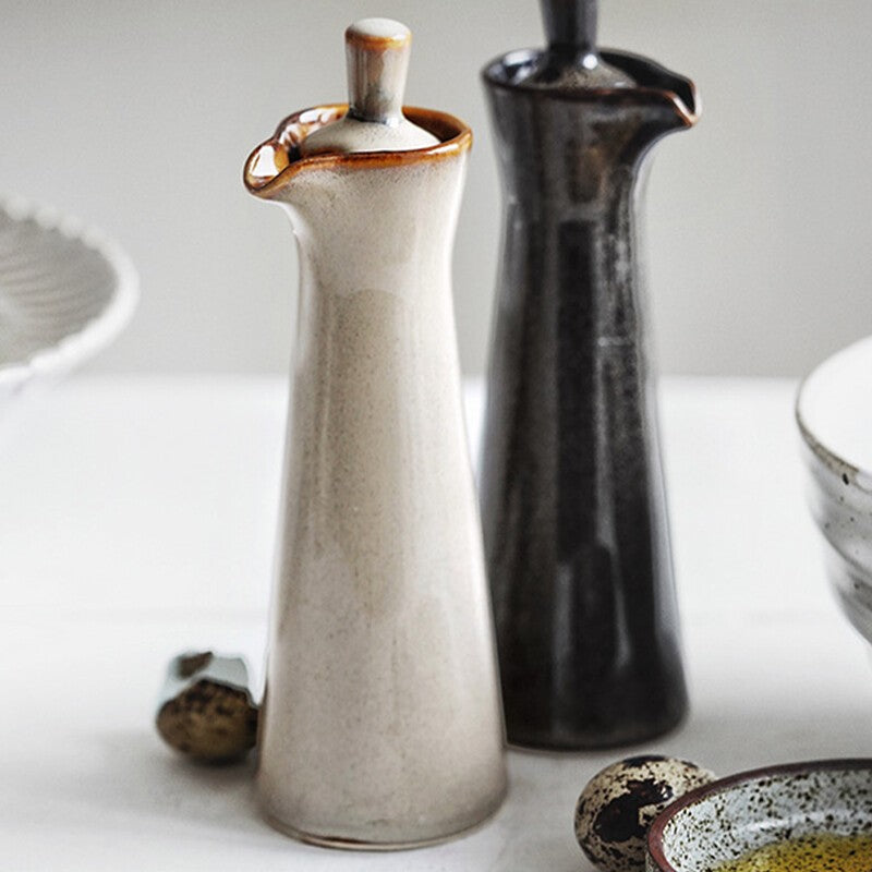 *120ML* Japanese Style Ceramic Oil Olive Dispenser Soy Sauce Pot Small Sauce Jar