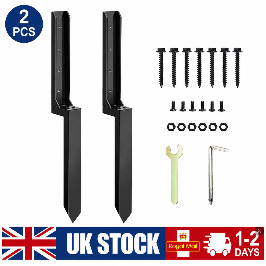 2PCS Heavy Duty Fence Post Anchor Repair Kit Support Stakes Steel Ground Spike
