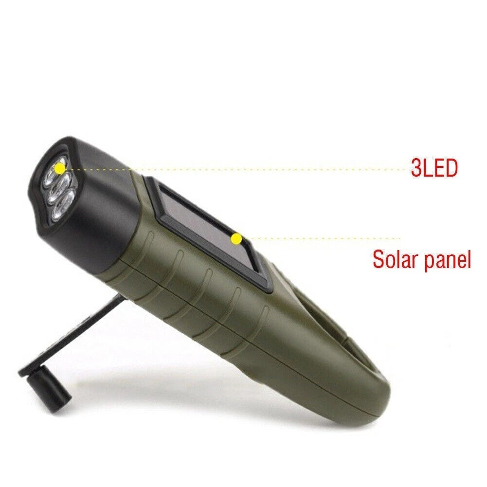 2PCS LED Torch Solar Hand Crank Flashlight Wind Up Super Bright Camping Light UK
