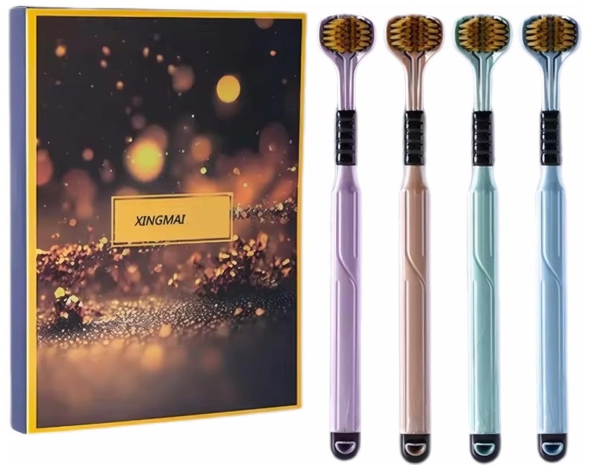 Triple Bristle Toothbrush,Tri-Head Multi-Angle Cleaning Toothbrush,3 Sided brush