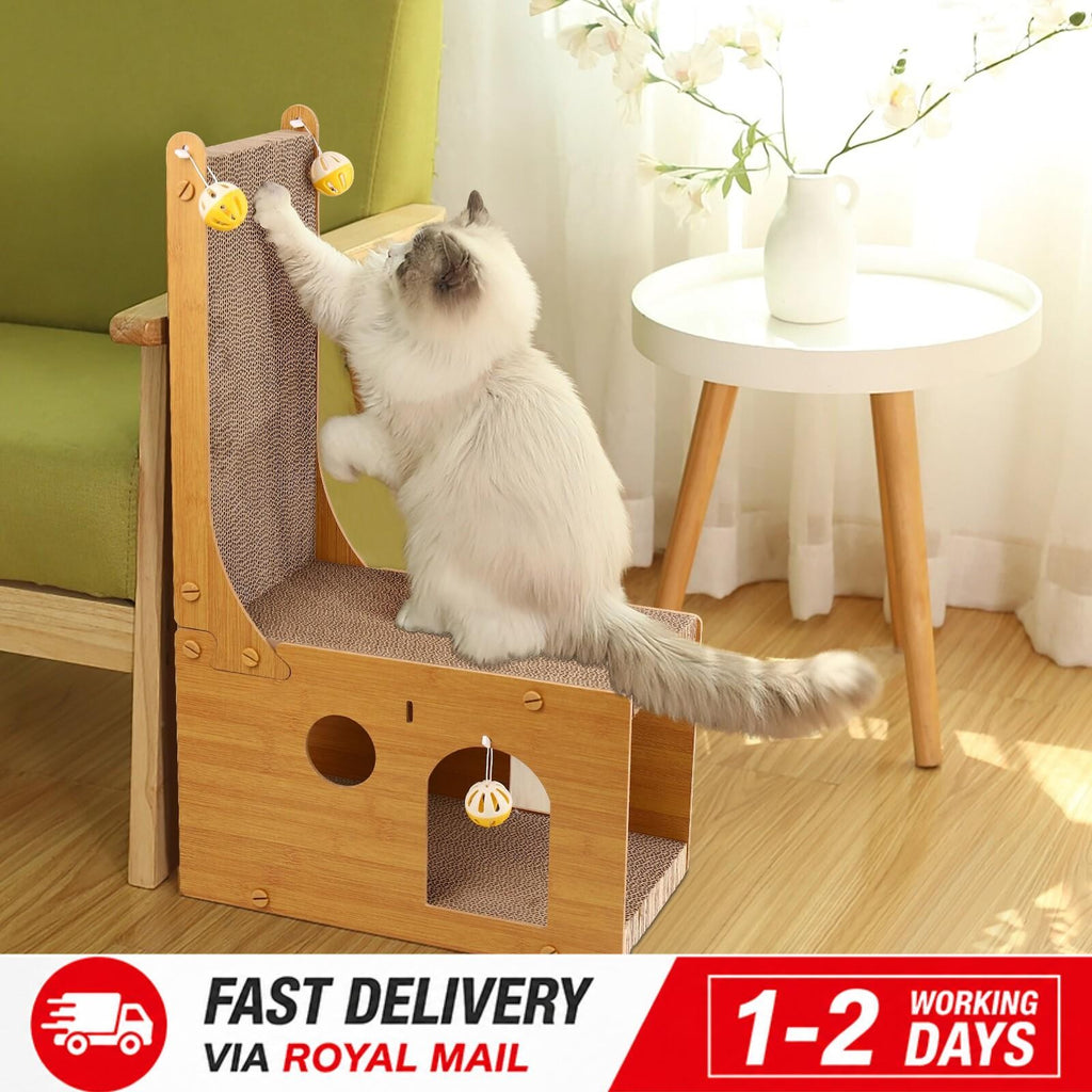 NEW L-shaped cat scratcher is made of non-toxic corrugated paper