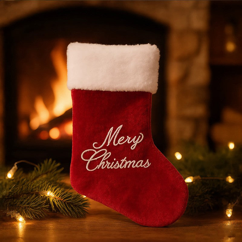 2pcs Red Velvet Merry Christmas Santa Stocking Sack Sock Gifts Bags