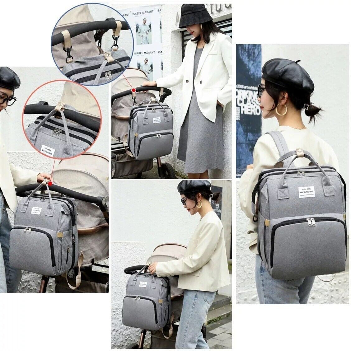 Multi-Function Baby Diaper Backpack Baby Folding Bed Nappy Mummy Changing Bag UK