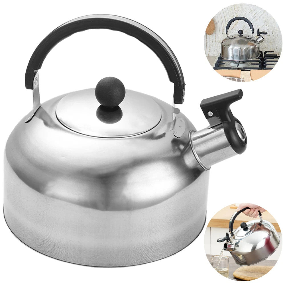 2L Stainless Steel Whistling Camping Kettle Cordless Gas Hob Kitchen Teapot UK