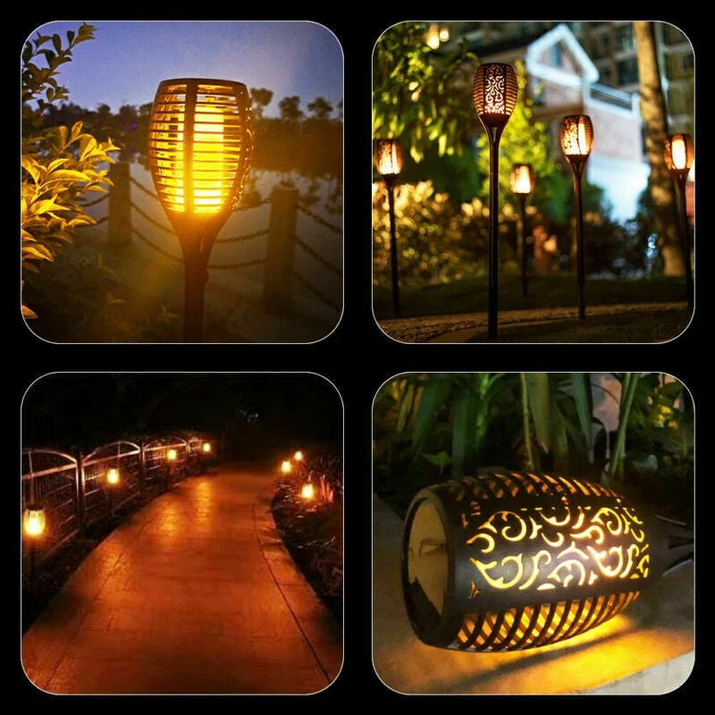 4/8 Pcs Solar Flickering Flame Torch Lights Outdoor Garden Pathway Stake Lamp