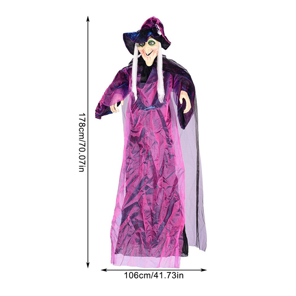 Life Size Witch with LED Eyes and Spooky Sounds Battery Powered for Garden Yard