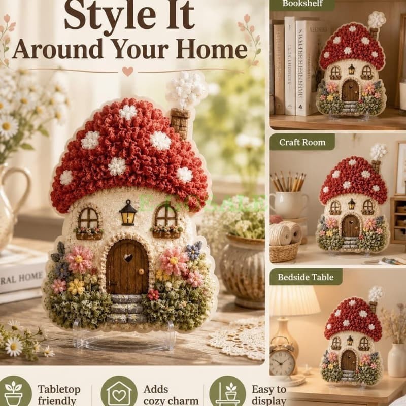 NEW HOT 3D DIY Craft Set Fabric Poke Art Kit Fairy Tale Village Cottage Handmade
