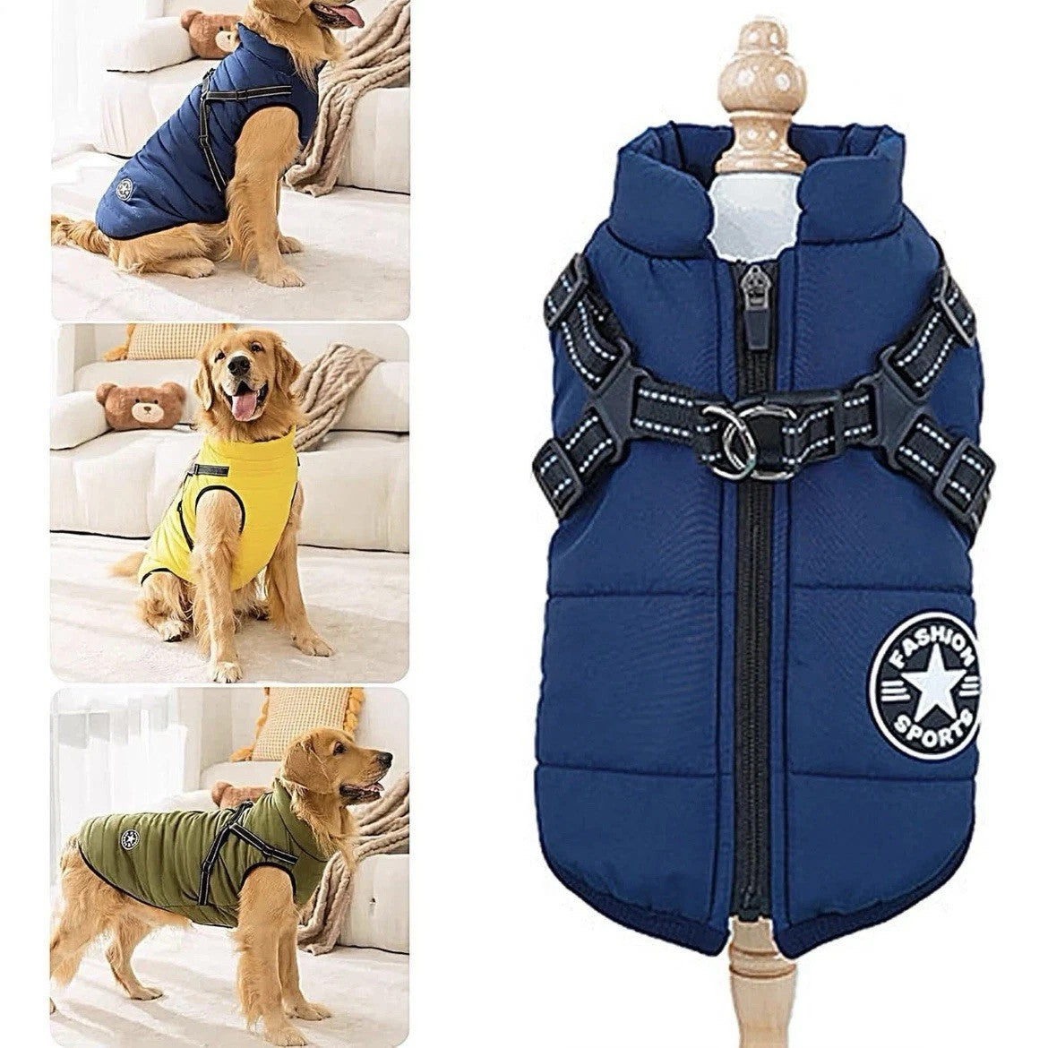 UK Pet Dog Vest Puppy Dog Autumn Winter Warm Padded Coat Harness Zip Jacket