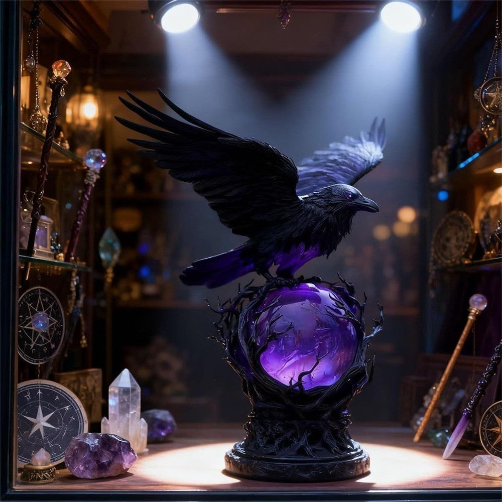 Spooky Raven Moonlight LED Table Lamp Crow Night Light Halloween Home Decor