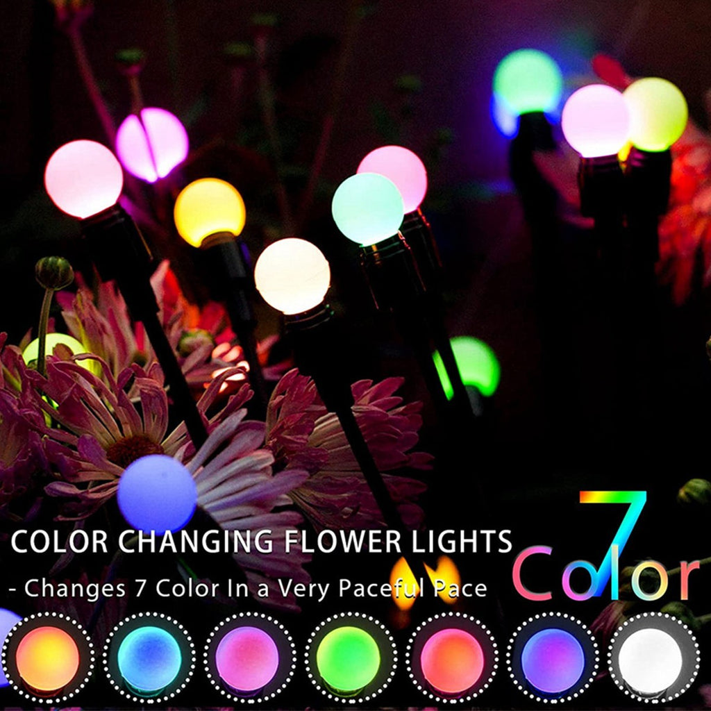 2 Pack Swaying 10 LED Solar Powered Garden Lights Outdoor Firefly Patio Lamp