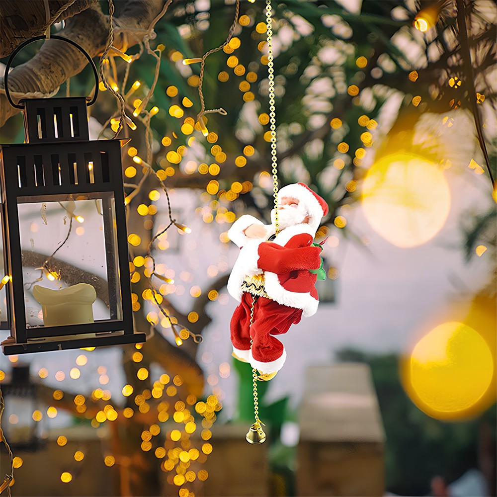 Christmas Electric Santa Claus Climbing Ladder Doll Music Xmas Music Decor Party