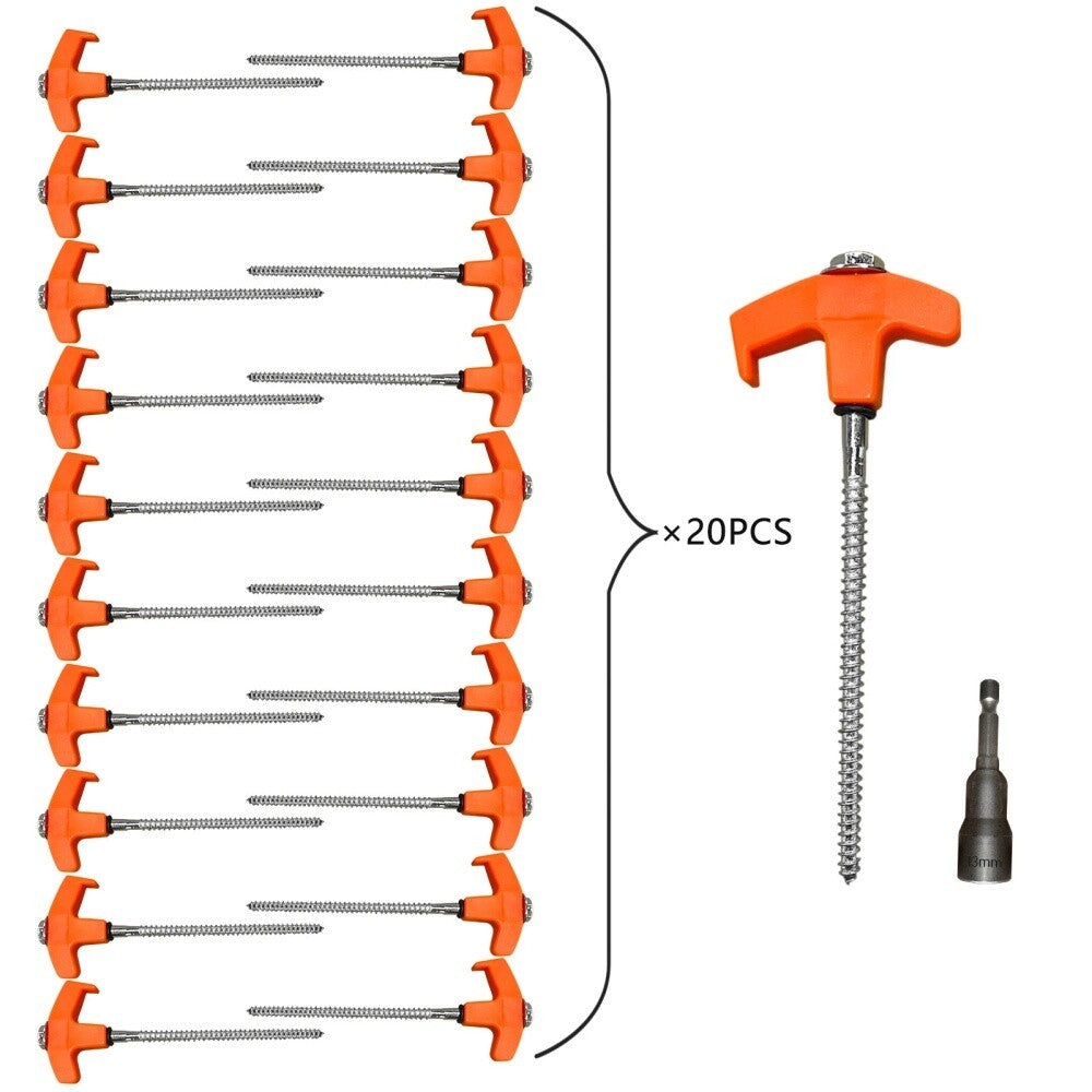 20X Screw In Hard Ground Rock Tent Pegs Stainless Steel Heavy Duty Awning Pegs🔥