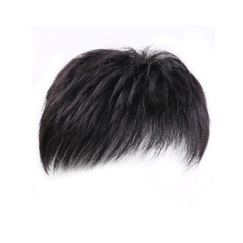 Breathable Thick Human Hair Toupee with Around Hair Men Wig Piecees