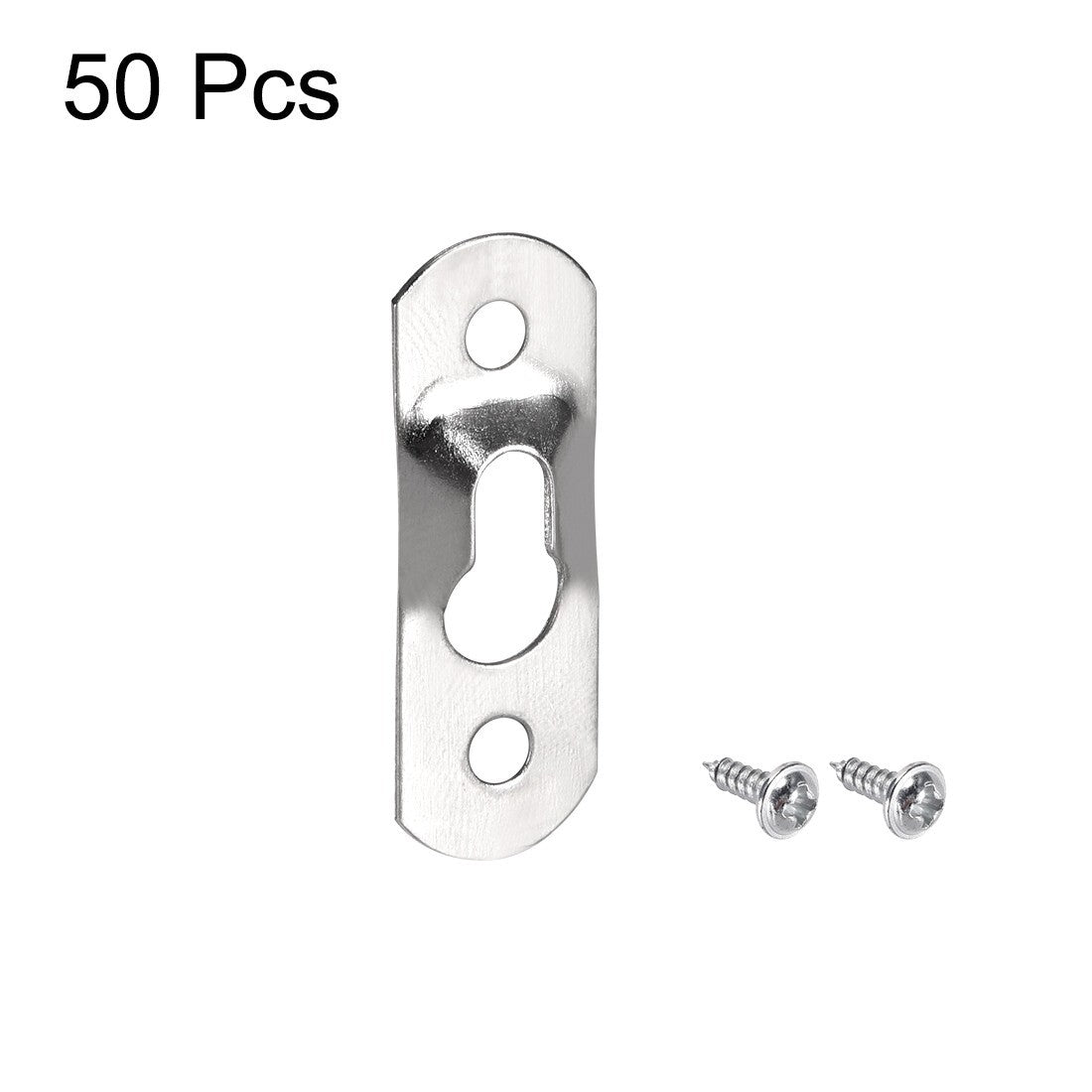Keyhole Hanging Plate, 37mm x 14mm Single Hole Hook with Screws, 50 Pcs (Silver)