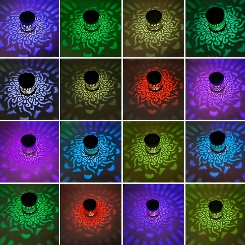 Solar Mandala Wall Light Outdoor Garden Fence Projector Lamp Patio Ambient Decor