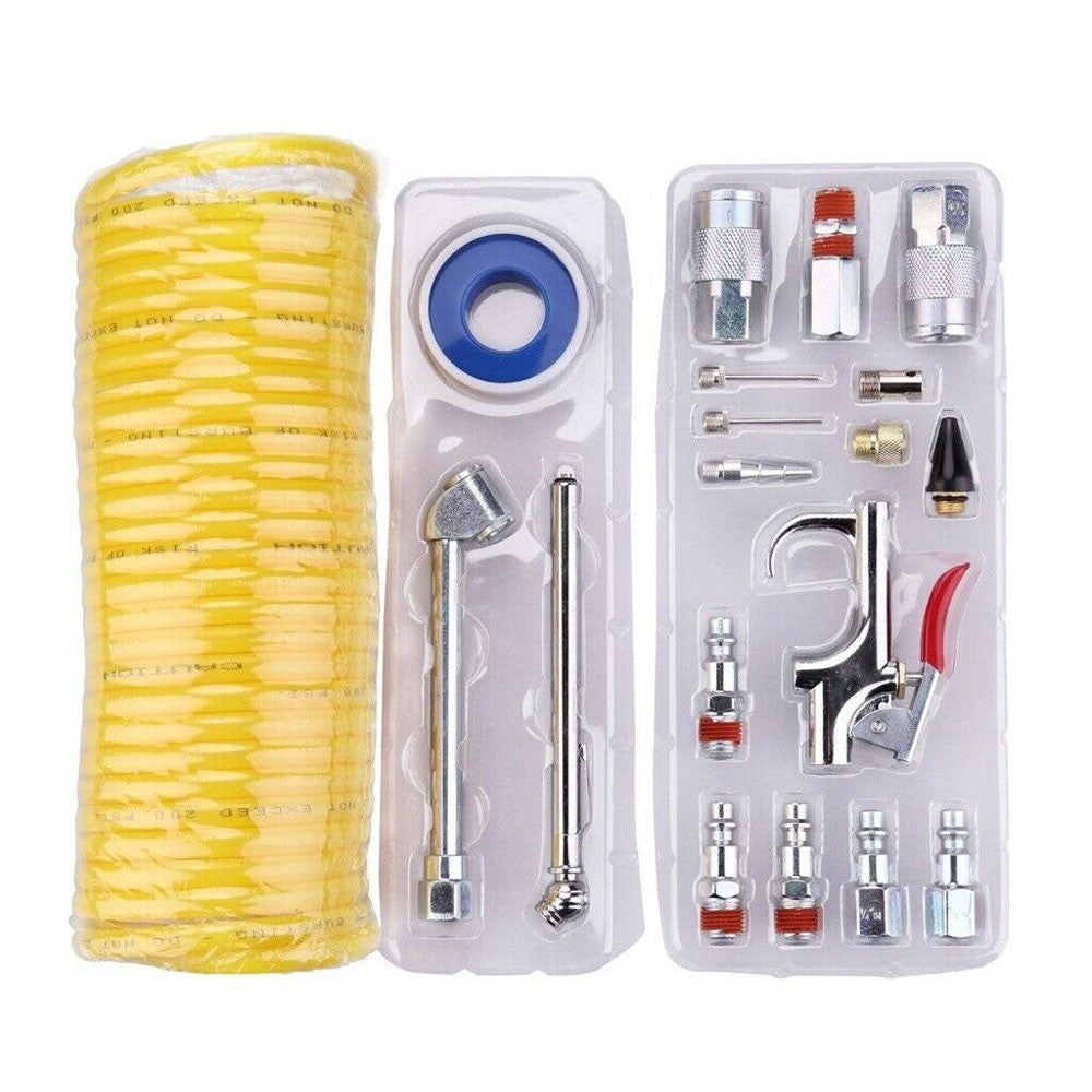 20 Piece Air Compressor Air Line Accessories Spray Gun Tools Kit Air Hose Set