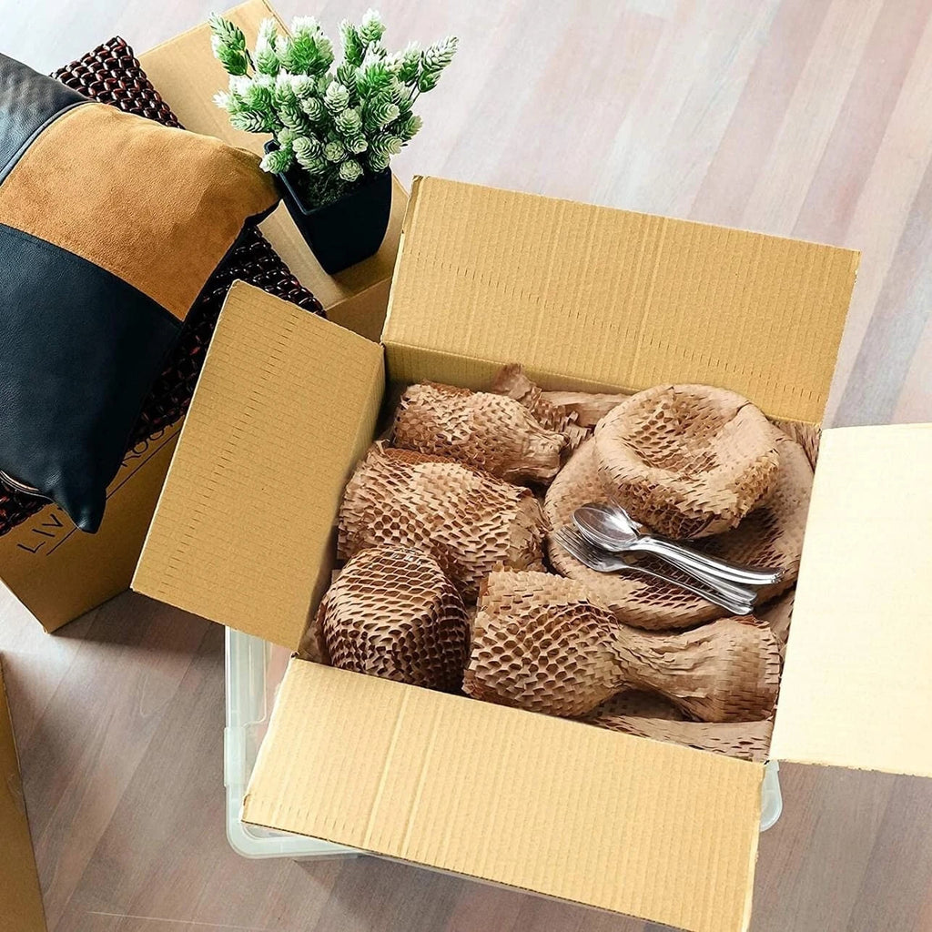 Eco Friendly Honeycomb Cushioning bubble wrap roll Gift Packing Kraft paper
