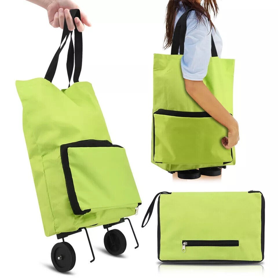 Collapsible Rolling Shopping Bag W/ Wheels Reusable Folding Cart Trolley NEW