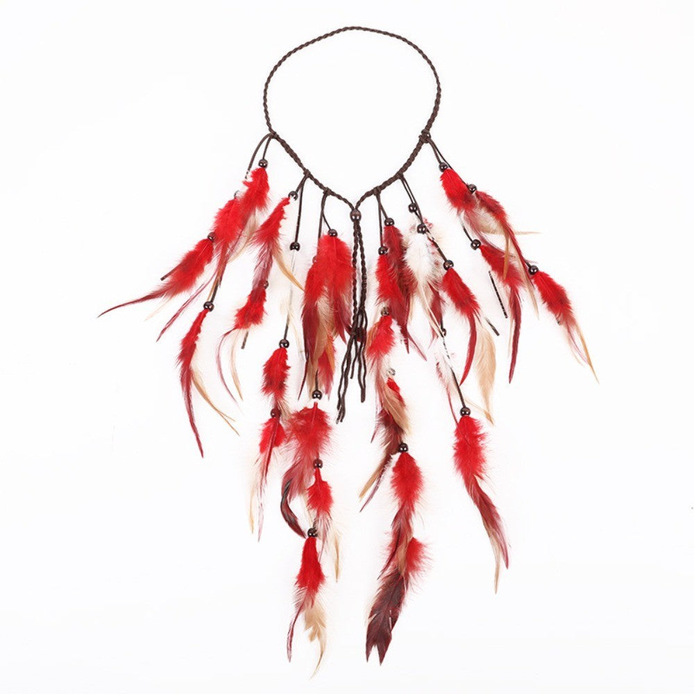 Boho Feather Headband Rainbow Indian Headbands Hippie Feather Headdress