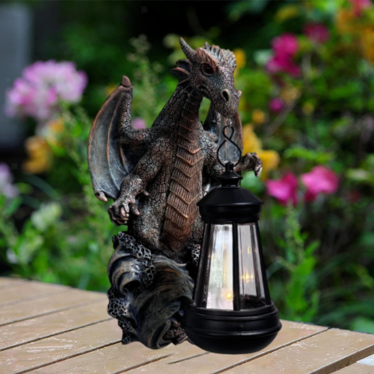 Garden Dragon Statue Solar Light Dragon Figurine Light for Trees Lawn Yard.*