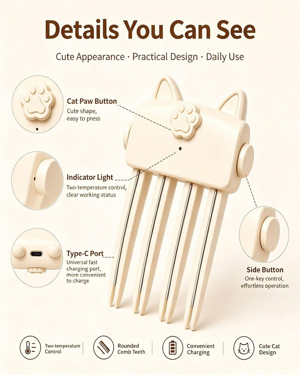 Electric Cordless Heated Hair Volume Clip - Root Clips for Curly Hair Volume