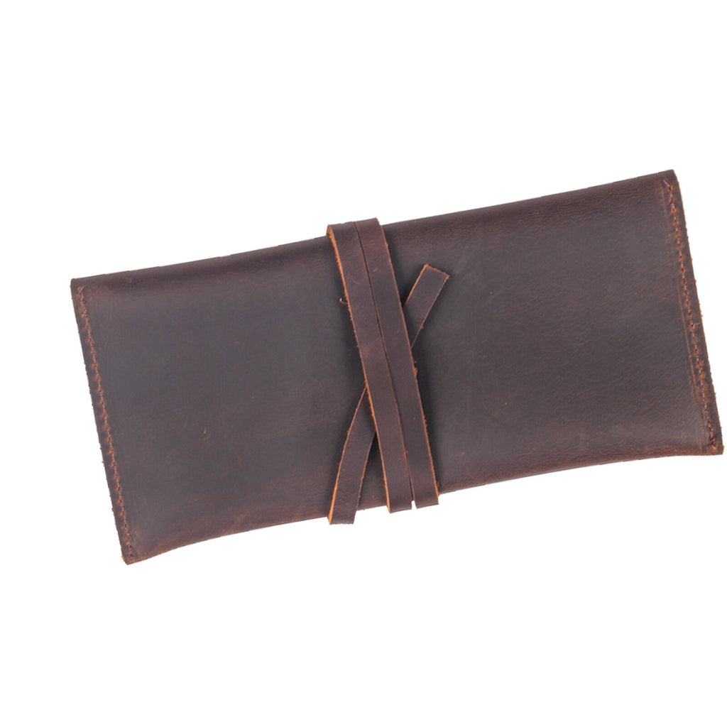 Crazy Horse Leather Folding Pipe Bags Tobacco Roll Pipe Accessories Pouch Cases