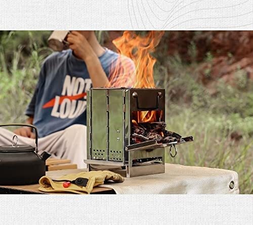 Wood Burning Stove Portable Foldable Grill Outdoor Camping Cookware Barbecue BBQ