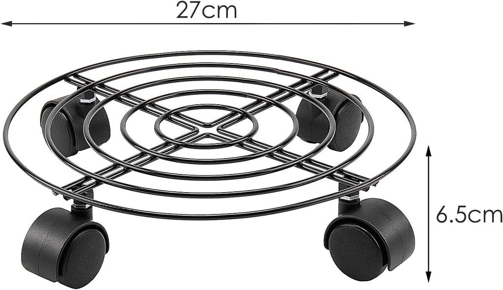 3 Pack Heavy Duty Plant Caddy with Wheels 27cm Round Metal Potted Trolley