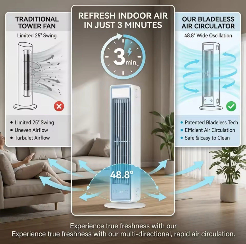 Tower Fan Silent Air Cooler Strong Wind Bladeless Air Conditioner 10 Day Ship uk