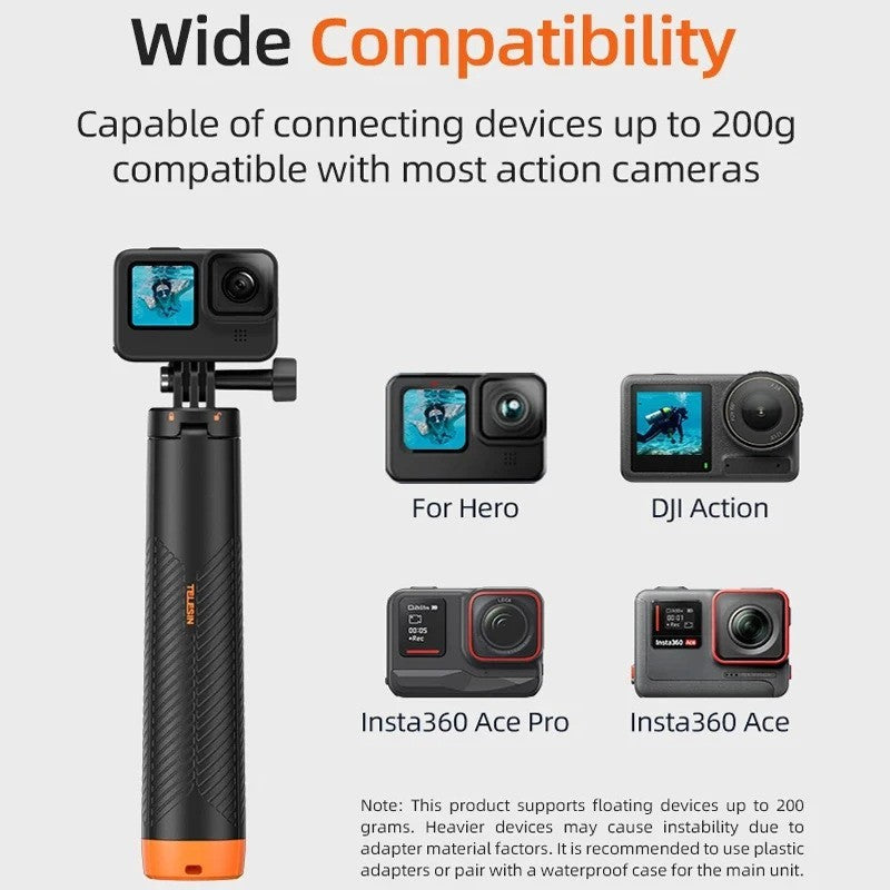 TELESIN 4 in 1 Floating Hand Grip Tripod Selfie Stick for GoPro Hero 13 12 11 10