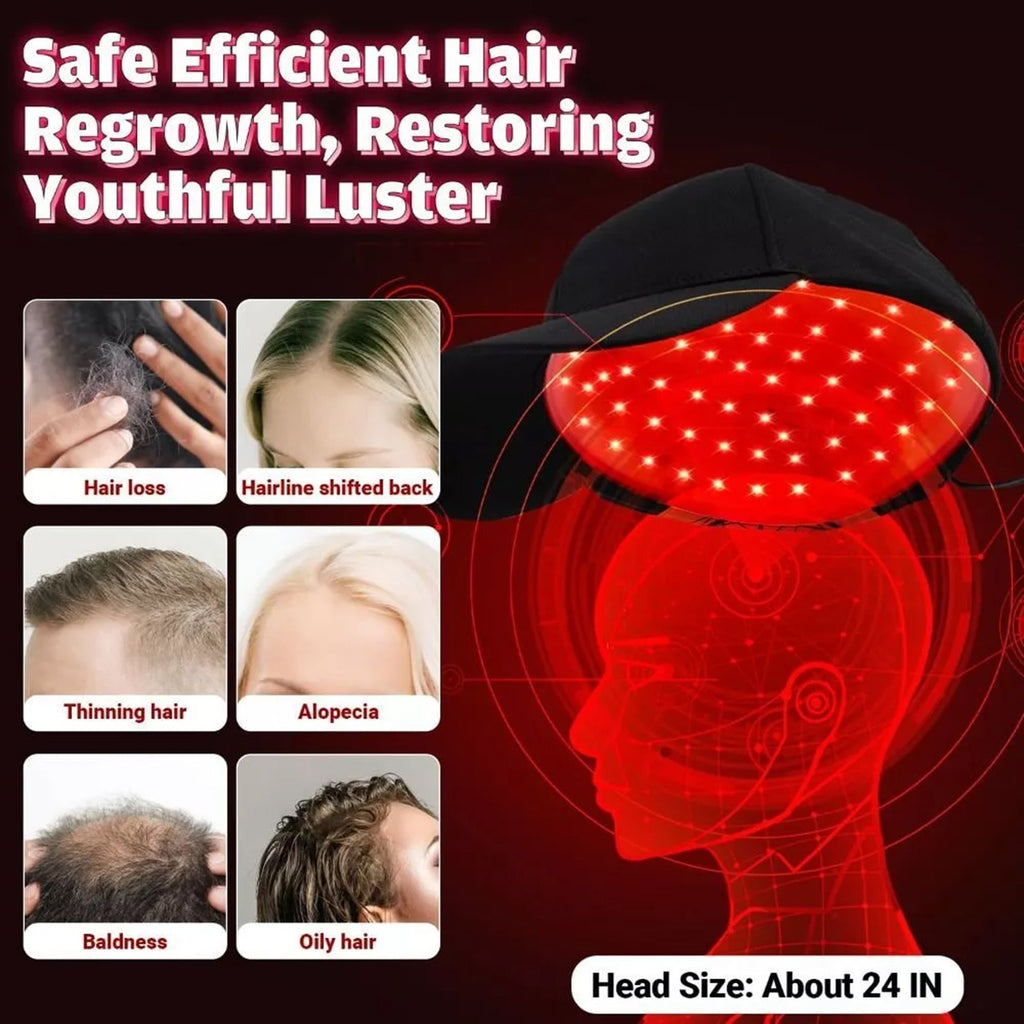 LED Red Light Therapy Hair Growth Cap Fast Regrowth Anti-Hair Loss Hat UK