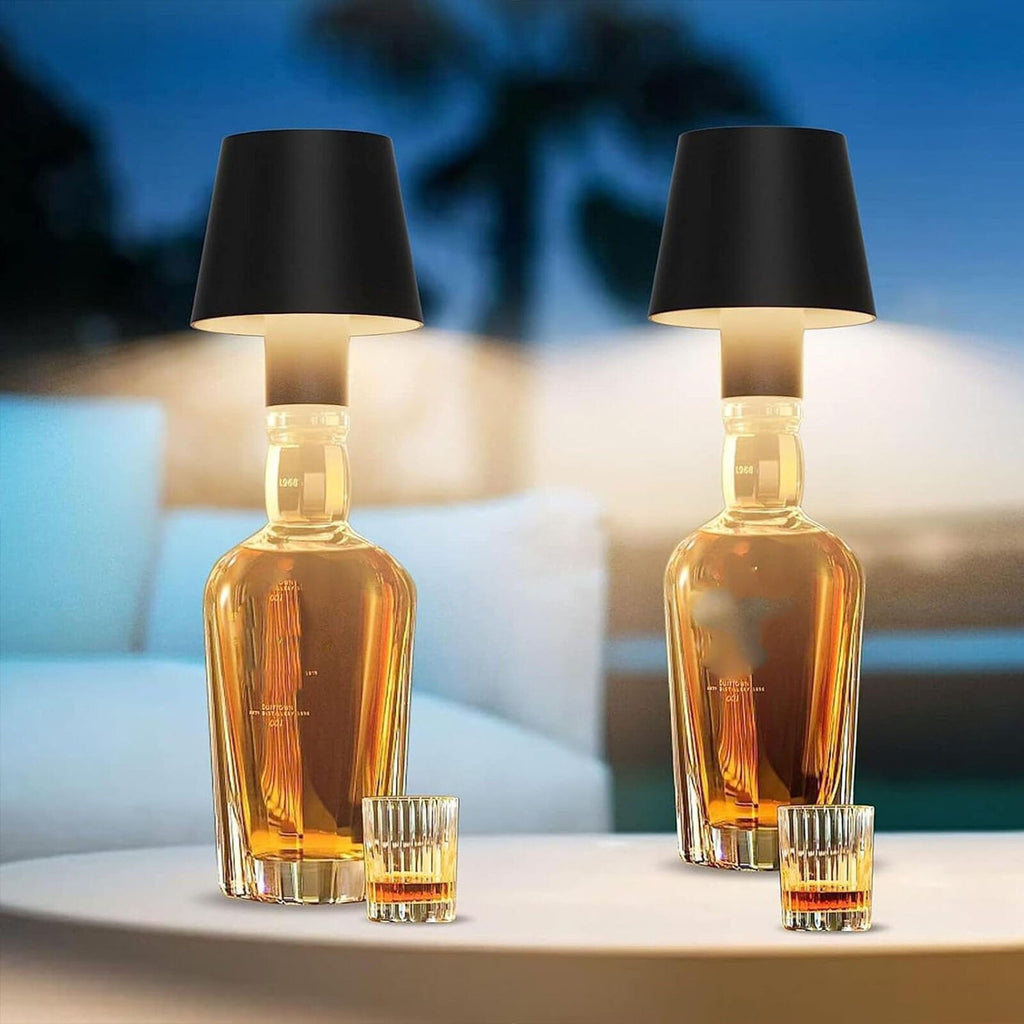 2*Wireless Bottle Table Lamp Touch 3 Color Stepless Dimming Night Bar Desk Light