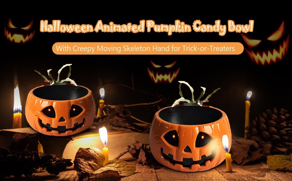 Halloween Pumpkin Candy Bowl Animated Halloween Skull Bowl for Party Decoration