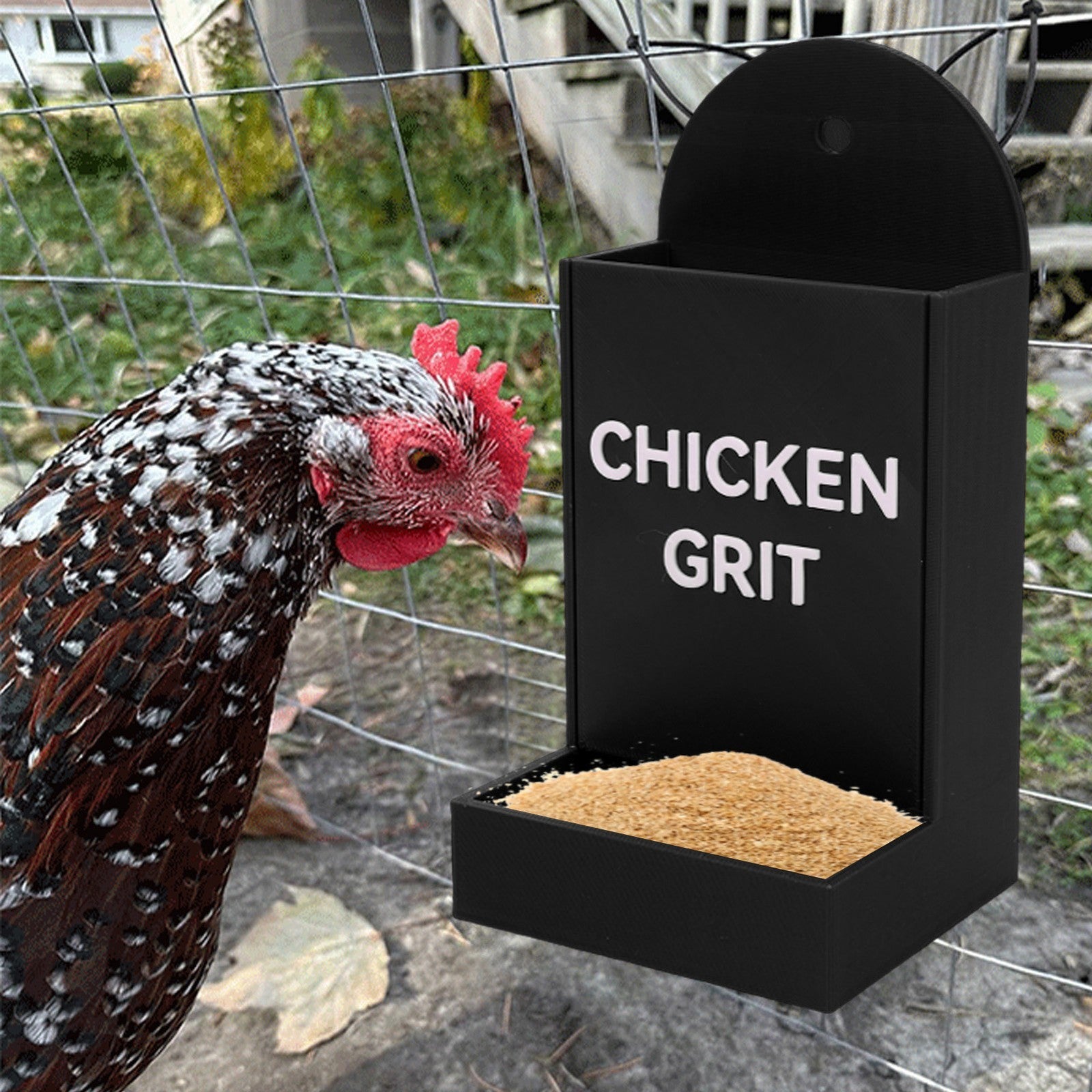 Chicken Grit Feeder Corner Hanging Feeding Device Trough Automatic Gravity
