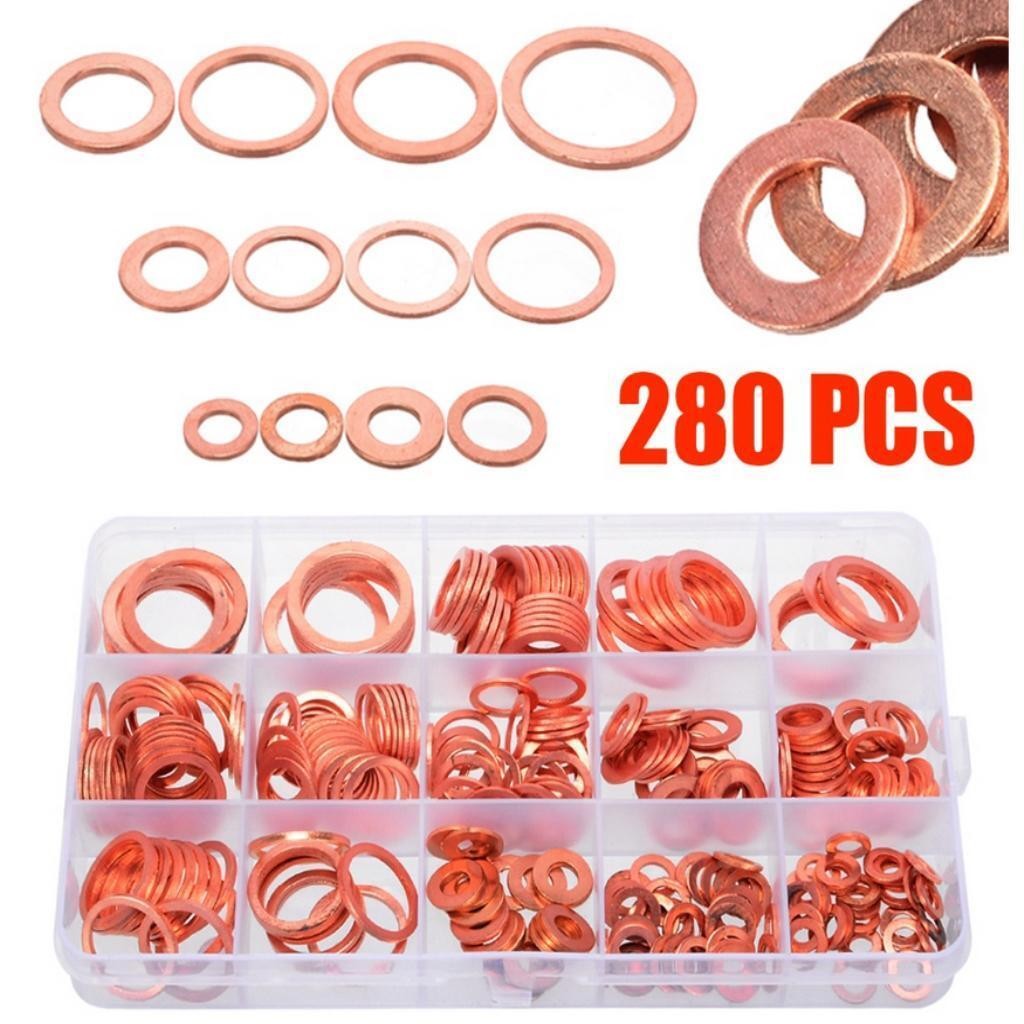 280x 12 Size Assorted Solid Crush Copper Washer Sump Plug Banjo Bolt