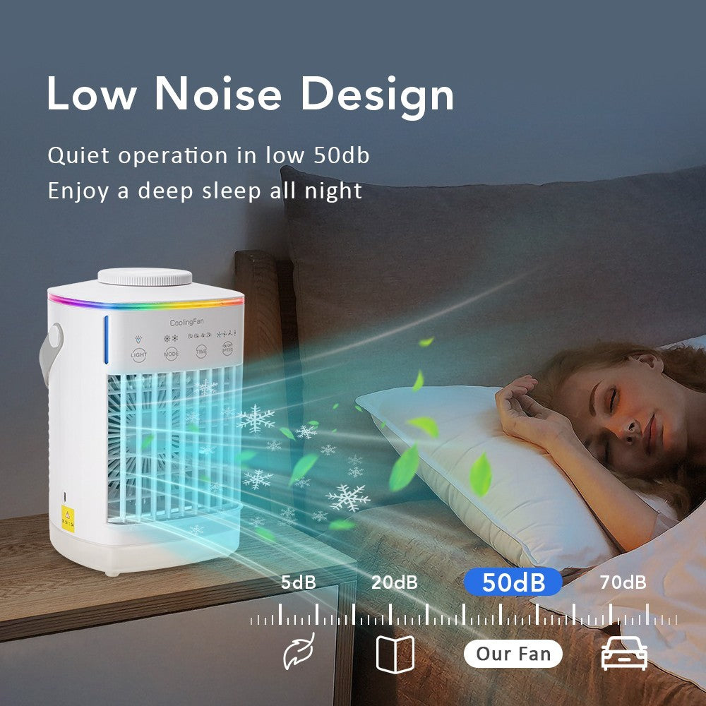 4 Speeds Portable Air Cooler Fan With 700ML Tank Ice Cold Cooling Conditioner
