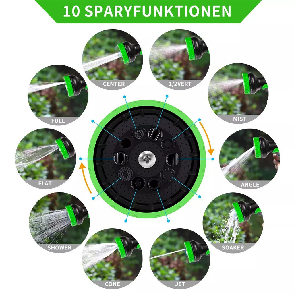 Heavy Duty Expandable Garden Hose 10 Function Flexible Spray Water Gun 100FT