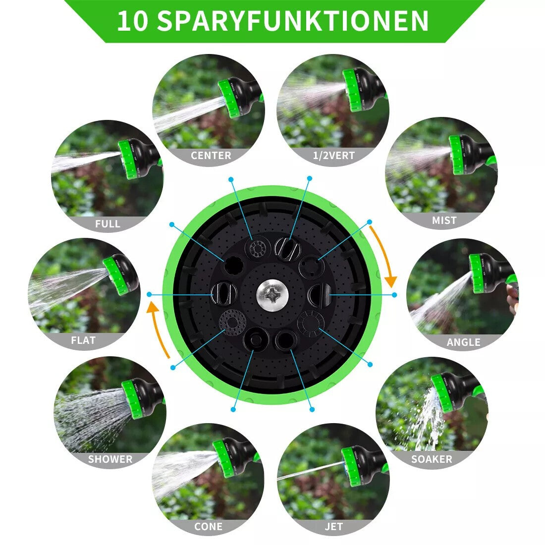Heavy Duty Expandable Garden Hose 10 Function Flexible Spray Water Gun 100FT