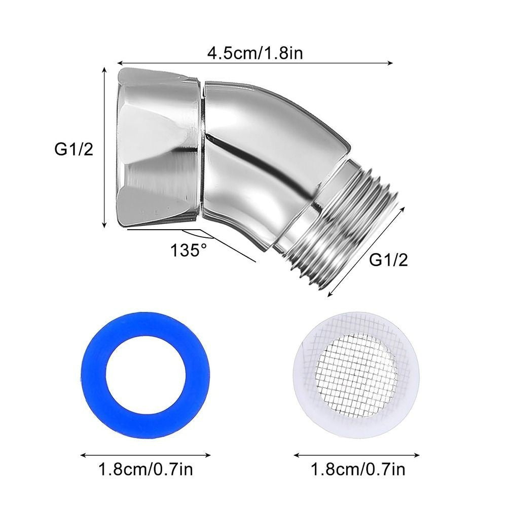 135 Degrees Shower Head Elbow Adapter Copper Adjust Bend Angle