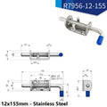 304 Stainless Steel Spring Loaded Heavy Duty Barrel Bolt Metal Lock Door Latch