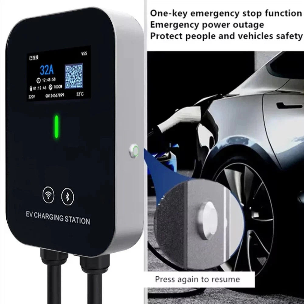 Car Charge Type 2 Electric Car Charging Station 32A 7KW EV Charger With 5M Cable