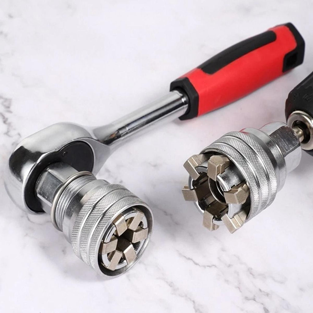 2PCS Adjustable Socket Wrench Set 3/8" Drive Socket Adapter Universal Tool
