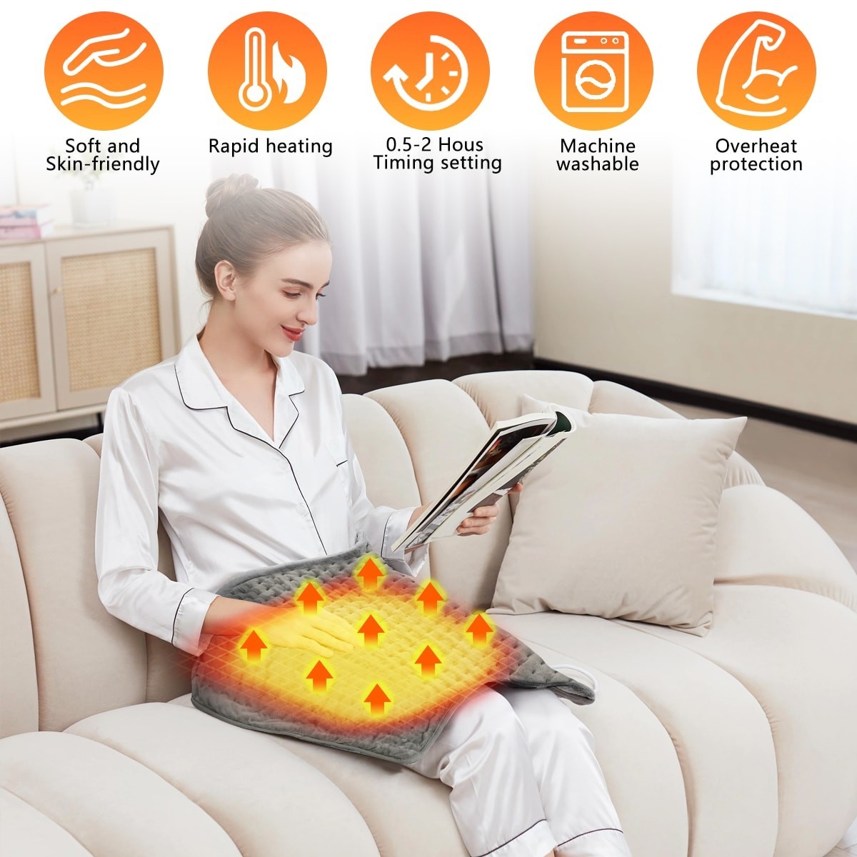 Heating pad Electric Heat Pad for Back Neck Shoulder Belly Pain Relief 40x80cm ~
