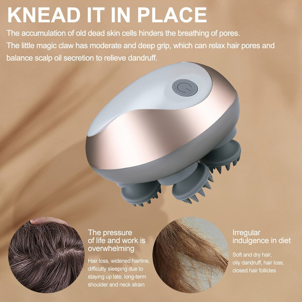 Electric Head Scalp Massager Waterproof Hair Care 3 Modes Kneading Rechargeable