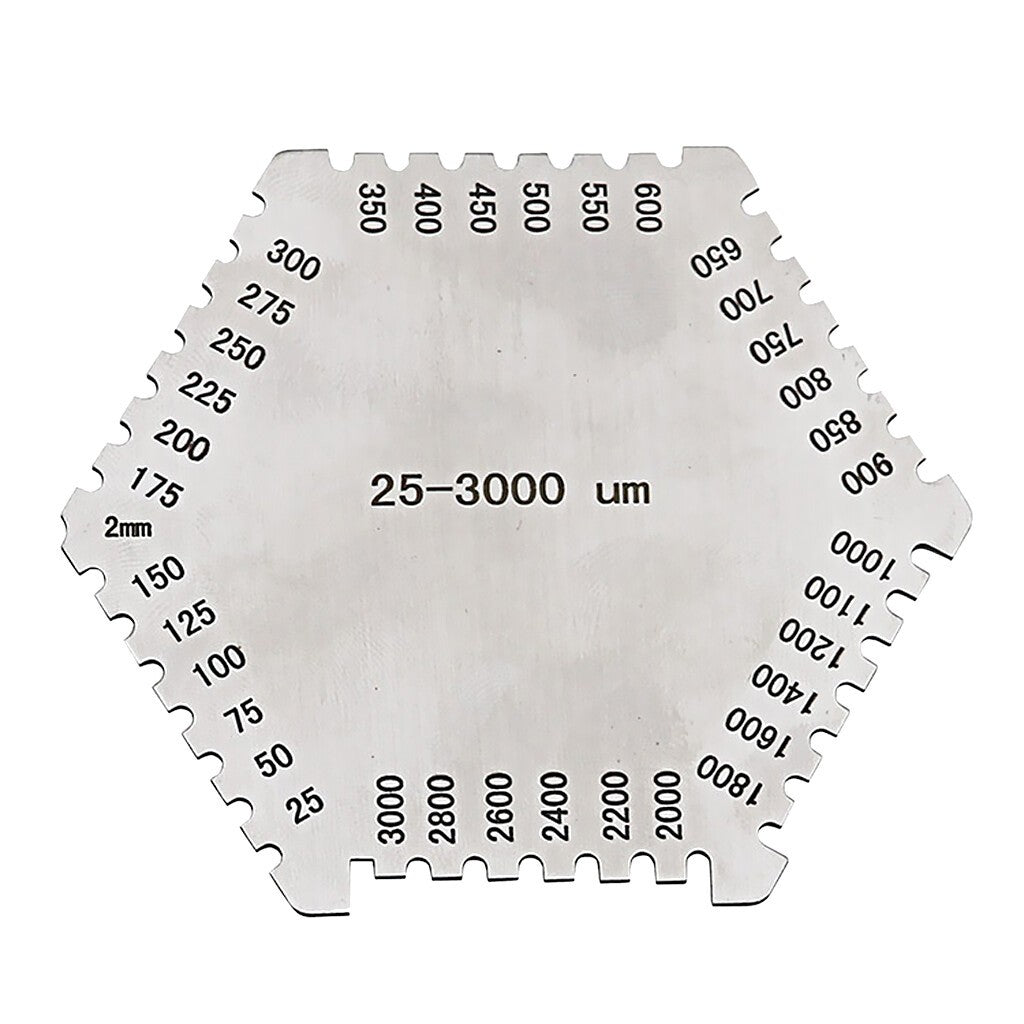 High-Precision Hexagon Wet Film Comb  (25-3000 um)- Paint Thickness Gauge -