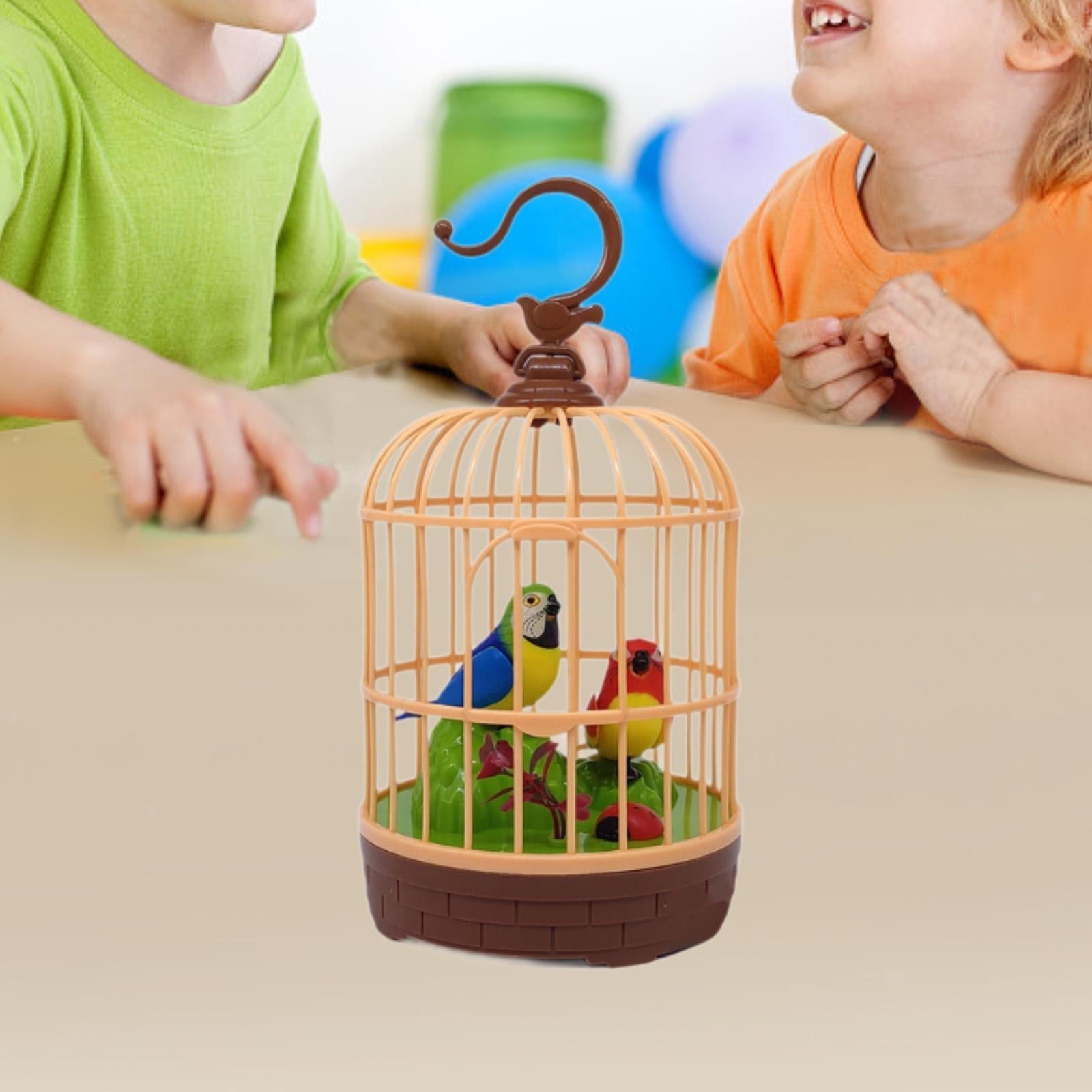 Singing Chirping Bird in Cage Talking Chirping Fluttering for Children Kids